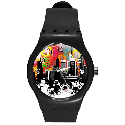 City Town Round Plastic Sport Watch (M) from ArtsNow.com Front