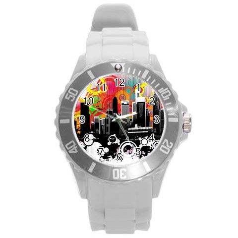 City Town Round Plastic Sport Watch (L) from ArtsNow.com Front