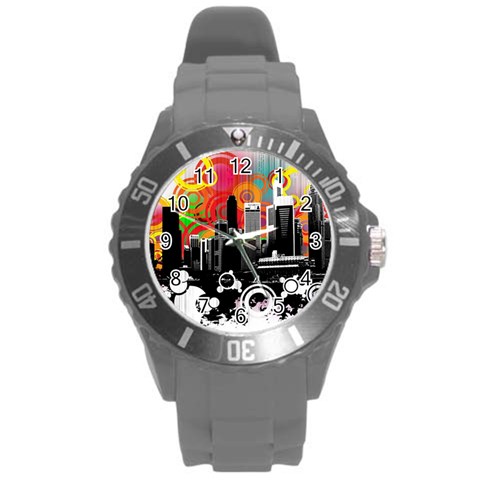 City Town Round Plastic Sport Watch (L) from ArtsNow.com Front