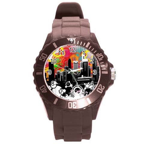 City Town Round Plastic Sport Watch (L) from ArtsNow.com Front