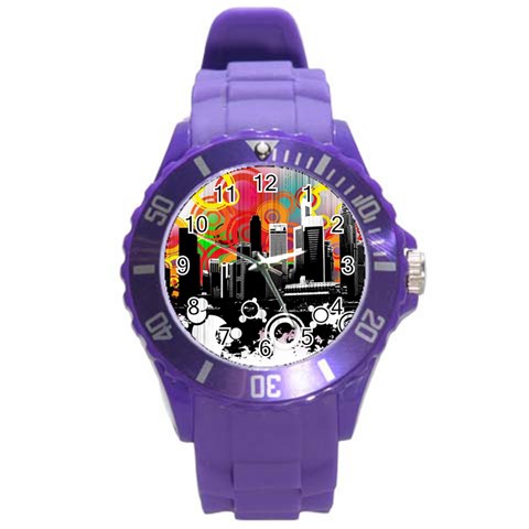 City Town Round Plastic Sport Watch (L) from ArtsNow.com Front