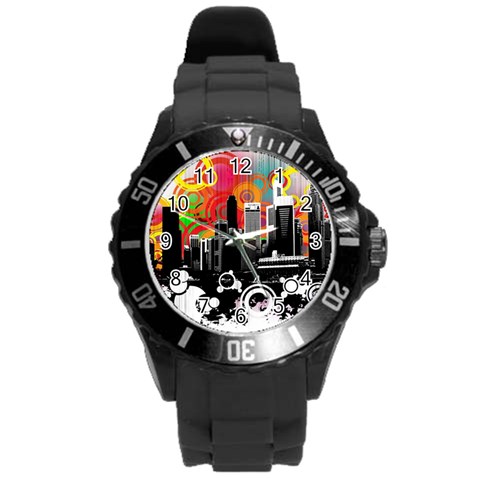 City Town Round Plastic Sport Watch (L) from ArtsNow.com Front