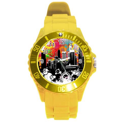 City Town Round Plastic Sport Watch (L) from ArtsNow.com Front