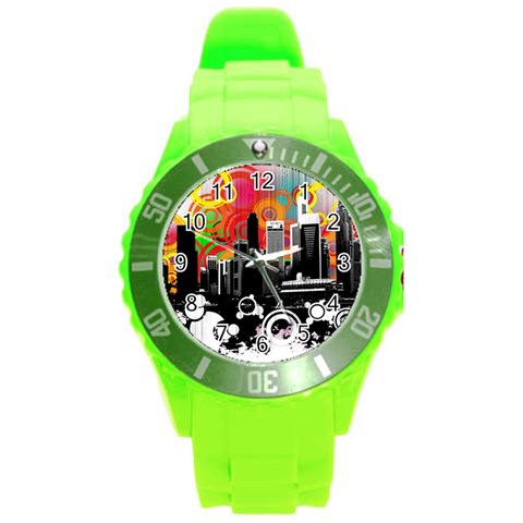 City Town Round Plastic Sport Watch (L) from ArtsNow.com Front