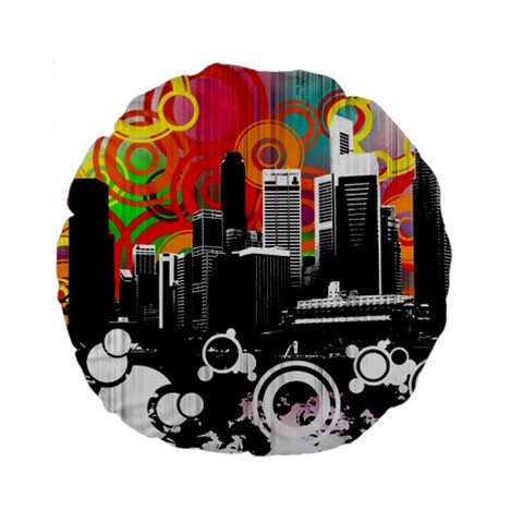 City Town Standard 15  Premium Round Cushion  from ArtsNow.com Front
