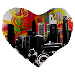 City Town Large 19  Premium Heart Shape Cushion from ArtsNow.com Front