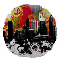 City Town Large 18  Premium Flano Round Cushion  from ArtsNow.com Front