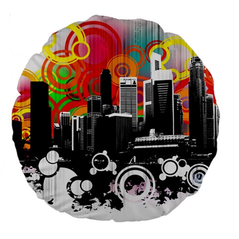 City Town Large 18  Premium Flano Round Cushion  from ArtsNow.com Back