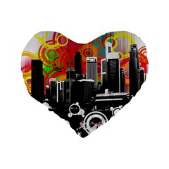 City Town Standard 16  Premium Flano Heart Shape Cushion  from ArtsNow.com Back