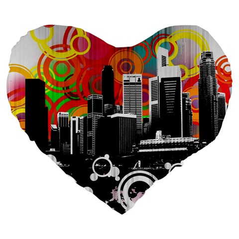 City Town Large 19  Premium Flano Heart Shape Cushion from ArtsNow.com Front