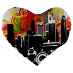 City Town Large 19  Premium Flano Heart Shape Cushion