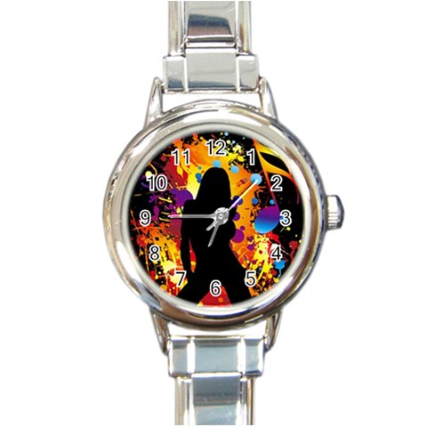 Clap Girl Round Italian Charm Watch from ArtsNow.com Front