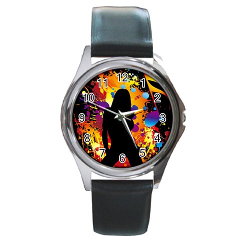 Clap Girl Round Metal Watch from ArtsNow.com Front