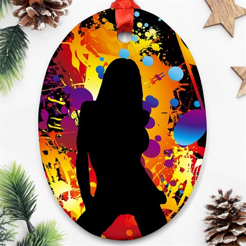 Clap Girl Ornament (Oval) from ArtsNow.com Front