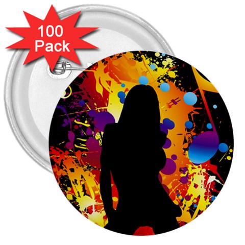 Clap Girl 3  Button (100 pack) from ArtsNow.com Front