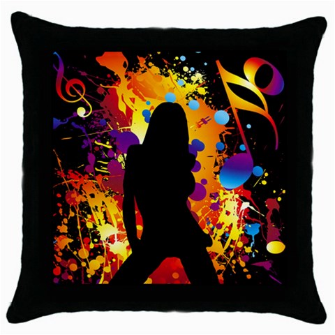 Clap Girl Throw Pillow Case (Black) from ArtsNow.com Front