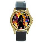 Clap Girl Round Gold Metal Watch