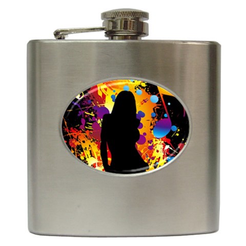 Clap Girl Hip Flask (6 oz) from ArtsNow.com Front