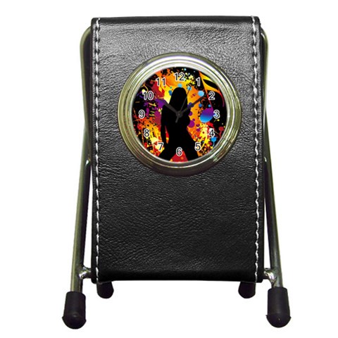 Clap Girl Pen Holder Desk Clock from ArtsNow.com Front