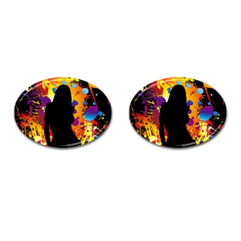 Clap Girl Cufflinks (Oval) from ArtsNow.com Front(Pair)