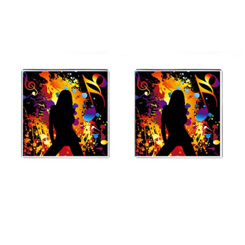 Clap Girl Cufflinks (Square) from ArtsNow.com Front(Pair)