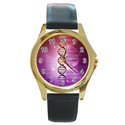 Dna Round Gold Metal Watch from ArtsNow.com Front