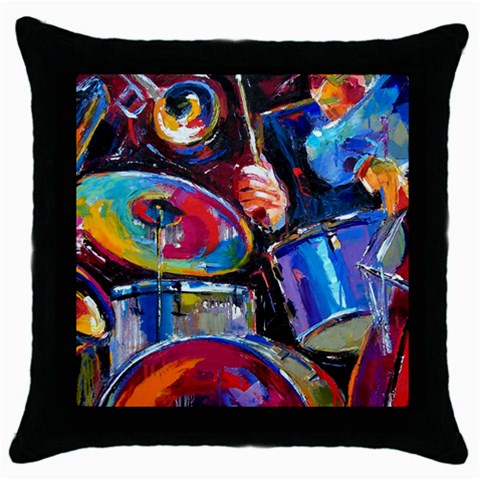 Dram Abstrak Throw Pillow Case (Black) from ArtsNow.com Front