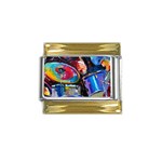 Dram Abstrak Gold Trim Italian Charm (9mm)
