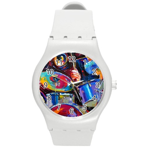 Dram Abstrak Round Plastic Sport Watch (M) from ArtsNow.com Front