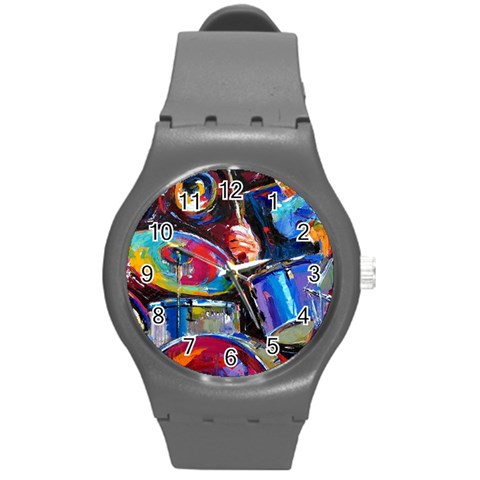 Dram Abstrak Round Plastic Sport Watch (M) from ArtsNow.com Front