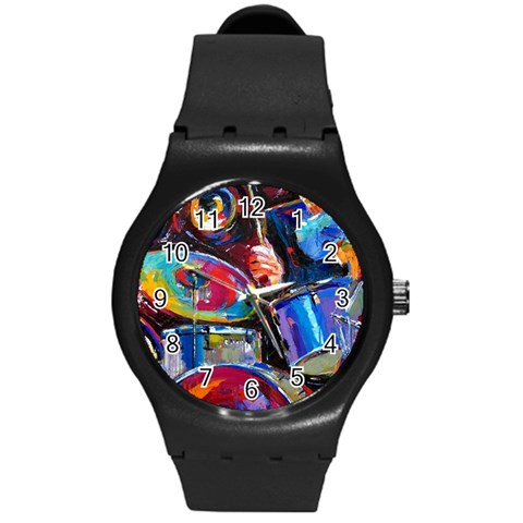 Dram Abstrak Round Plastic Sport Watch (M) from ArtsNow.com Front