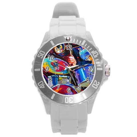 Dram Abstrak Round Plastic Sport Watch (L) from ArtsNow.com Front