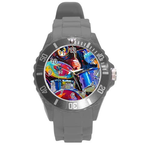 Dram Abstrak Round Plastic Sport Watch (L) from ArtsNow.com Front