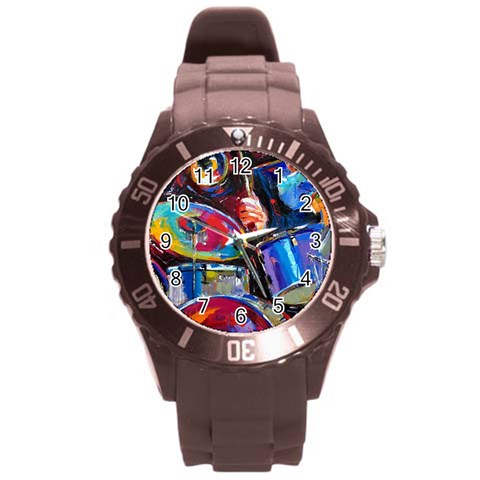 Dram Abstrak Round Plastic Sport Watch (L) from ArtsNow.com Front