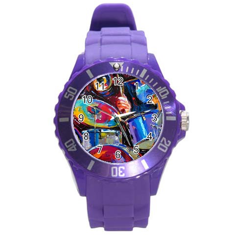Dram Abstrak Round Plastic Sport Watch (L) from ArtsNow.com Front