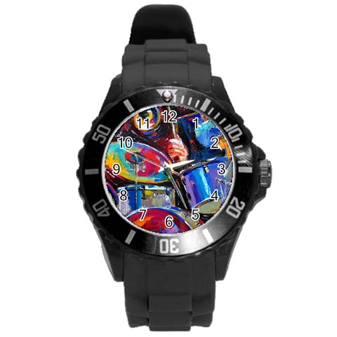 Dram Abstrak Round Plastic Sport Watch (L) from ArtsNow.com Front