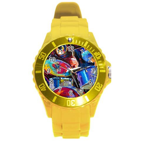 Dram Abstrak Round Plastic Sport Watch (L) from ArtsNow.com Front