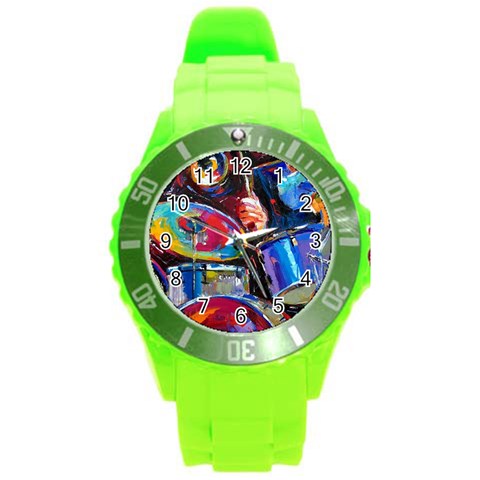 Dram Abstrak Round Plastic Sport Watch (L) from ArtsNow.com Front