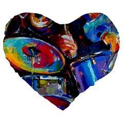 Dram Abstrak Large 19  Premium Flano Heart Shape Cushion from ArtsNow.com Front