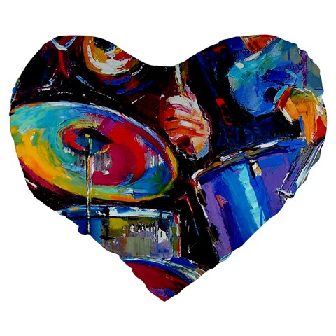 Dram Abstrak Large 19  Premium Flano Heart Shape Cushion from ArtsNow.com Back