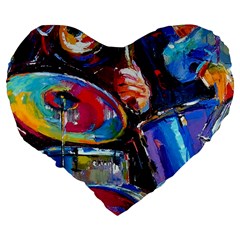Dram Abstrak Large 19  Premium Flano Heart Shape Cushion from ArtsNow.com Back