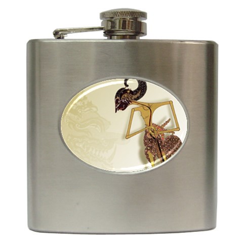 Gunungan Wayang Wallpaper Hip Flask (6 oz) from ArtsNow.com Front