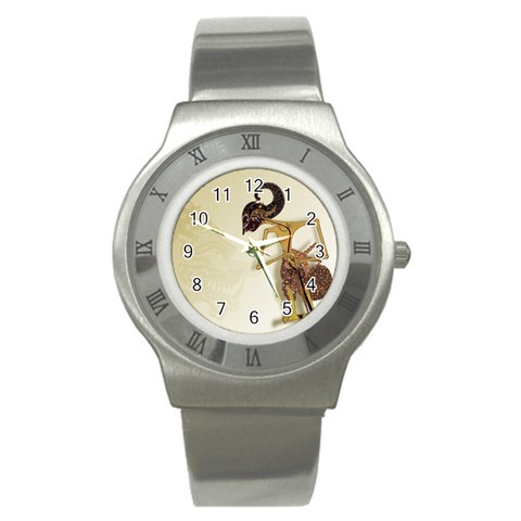 Gunungan Wayang Wallpaper Stainless Steel Watch from ArtsNow.com Front
