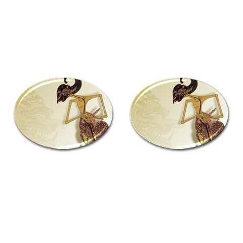 Gunungan Wayang Wallpaper Cufflinks (Oval) from ArtsNow.com Front(Pair)