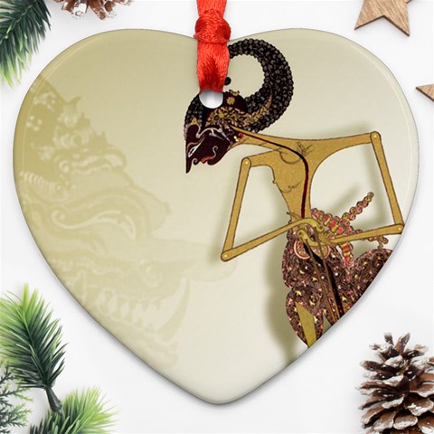 Gunungan Wayang Wallpaper Heart Ornament (Two Sides) from ArtsNow.com Front
