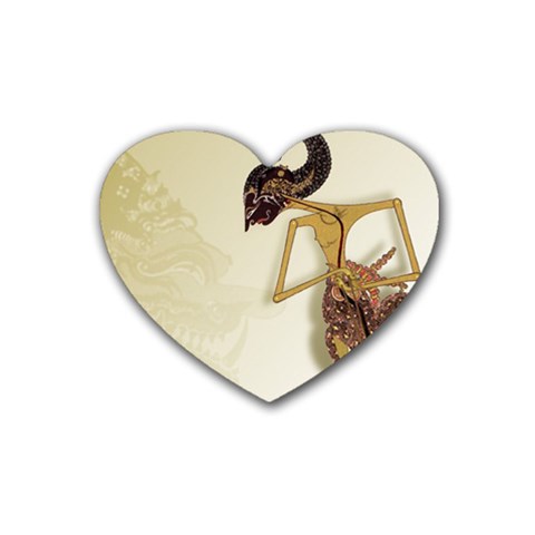 Gunungan Wayang Wallpaper Rubber Heart Coaster (4 pack) from ArtsNow.com Front