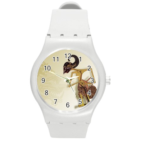 Gunungan Wayang Wallpaper Round Plastic Sport Watch (M) from ArtsNow.com Front