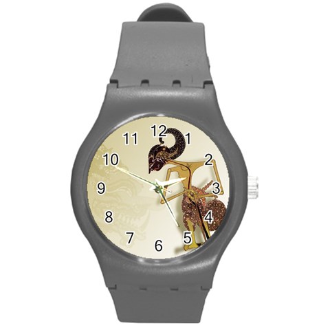 Gunungan Wayang Wallpaper Round Plastic Sport Watch (M) from ArtsNow.com Front