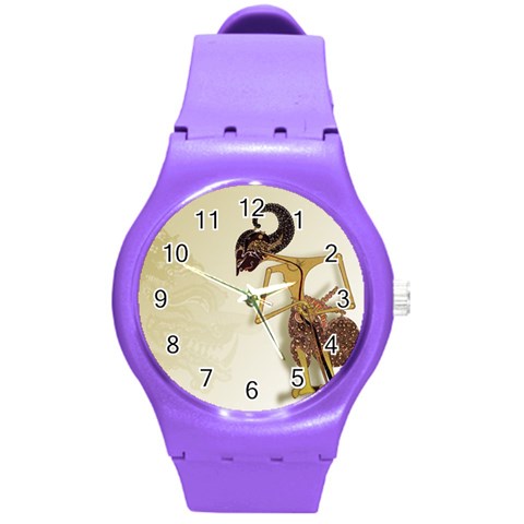 Gunungan Wayang Wallpaper Round Plastic Sport Watch (M) from ArtsNow.com Front