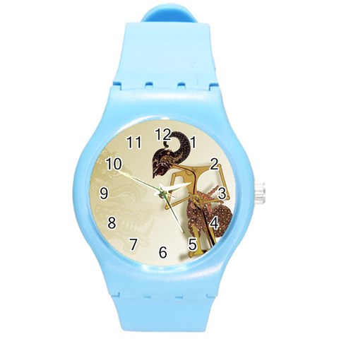 Gunungan Wayang Wallpaper Round Plastic Sport Watch (M) from ArtsNow.com Front